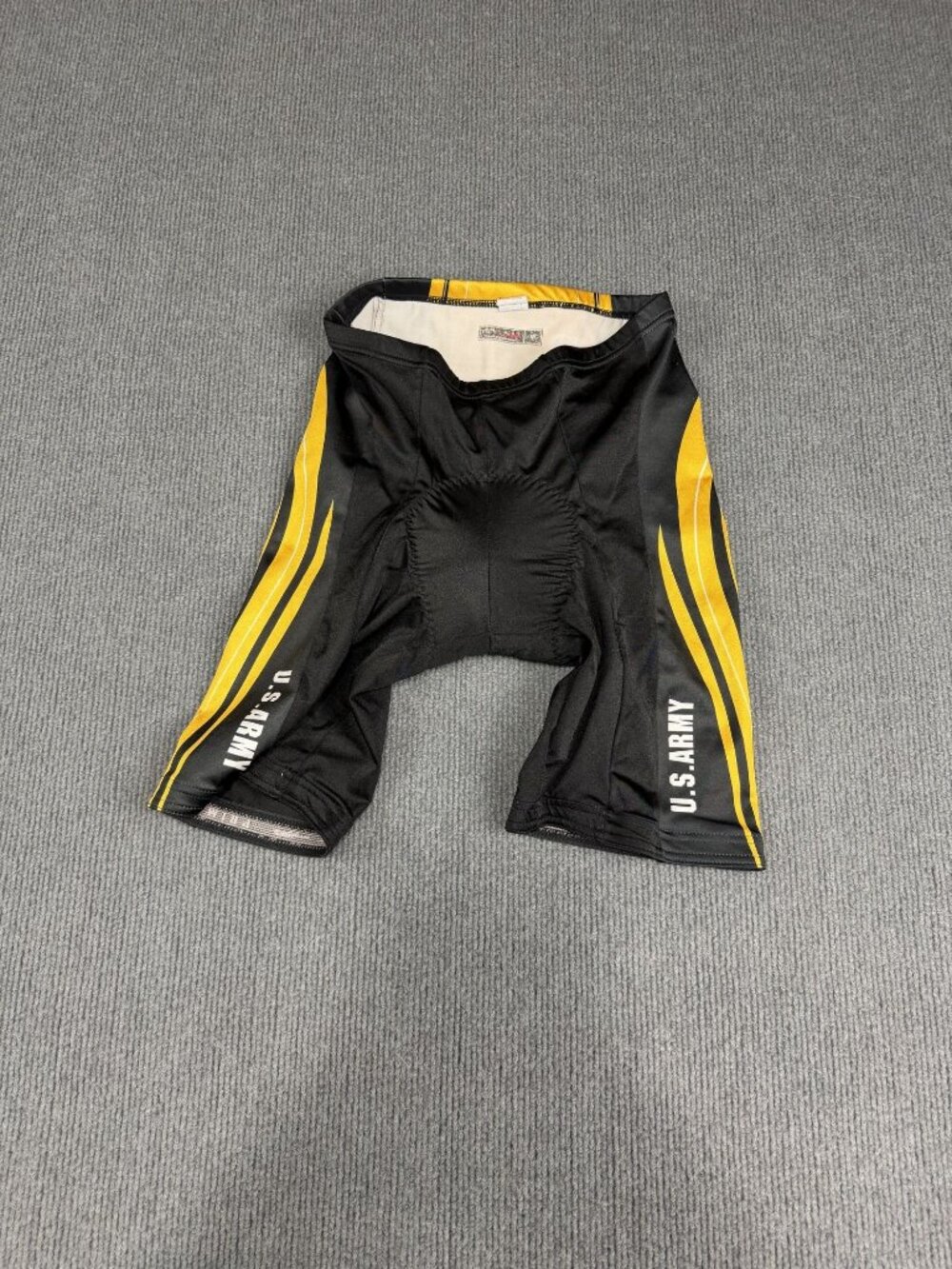 Primal Mens Black Yellow Striped U.S. Army Cycling Shorts M